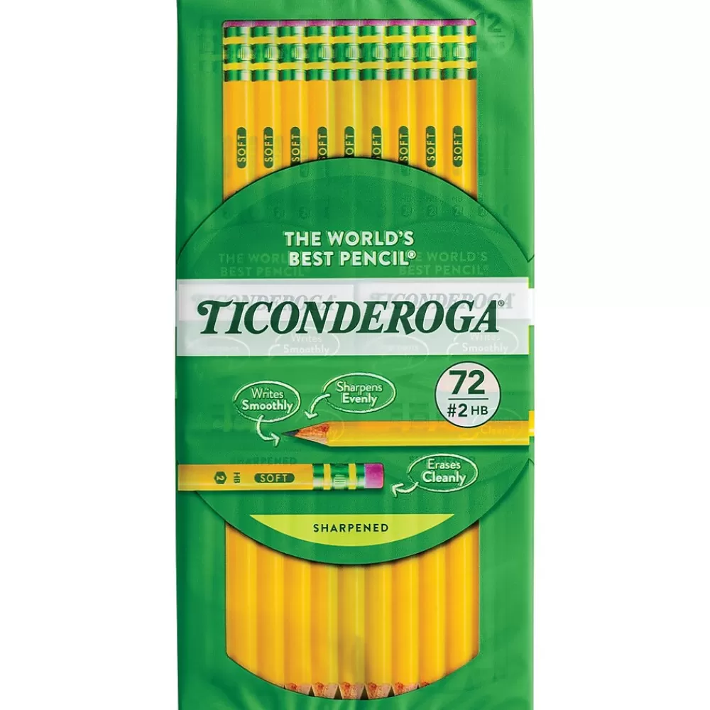 Ticonderoga Pencils<Pre-Sharpened Wooden Pencil, 2.2mm, #2 Soft Lead, 72/Pack (X13972)