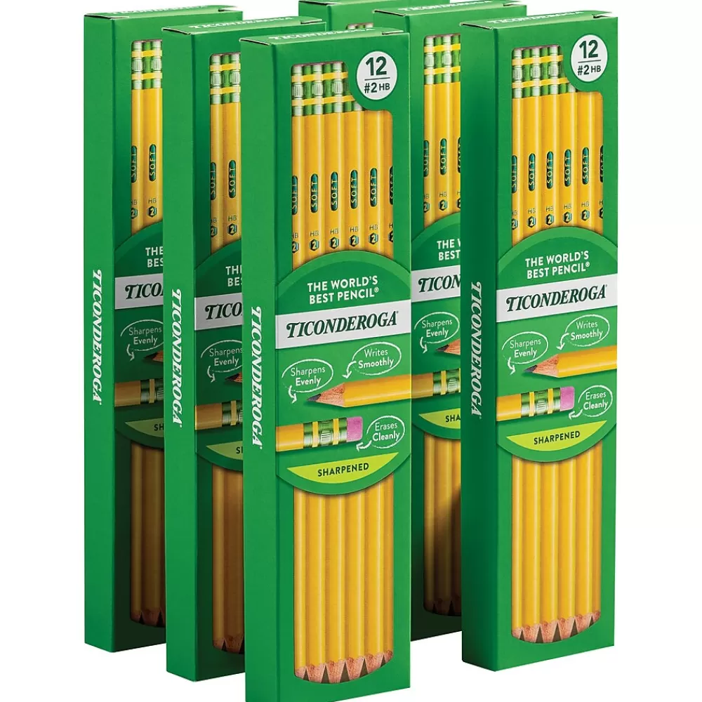 Ticonderoga Pencils<Pre-Sharpened Wooden Pencil, 2.2mm, #2 Soft Lead, 72/Pack (X13972)