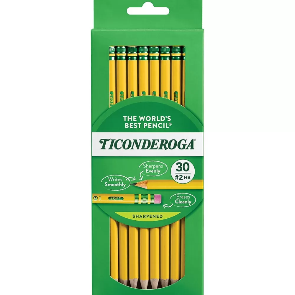 Ticonderoga Pencils<Pre-Sharpened Wooden Pencil, 2.2mm, #2 Soft Lead, 30/Pack (X13830X)