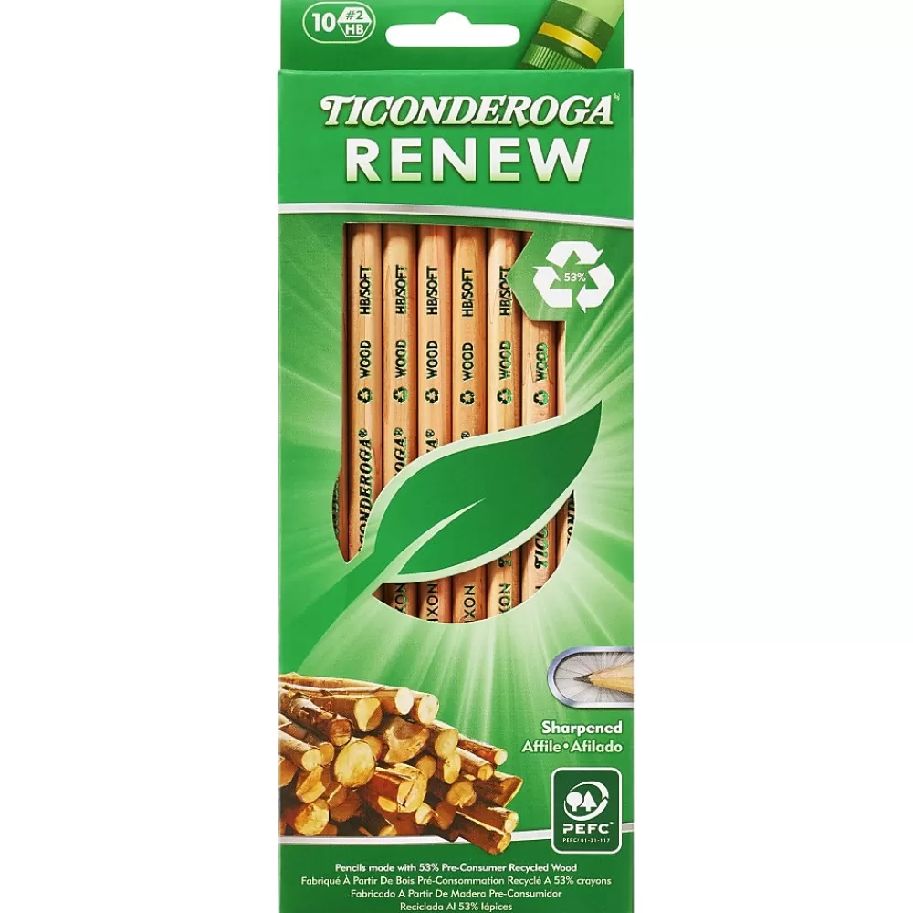Ticonderoga Pencils<Renew Wooden Pencil, 0.7mm, #2 Medium Lead, 10/Pack, 6 Packs/Bundle (DIX96110-6)
