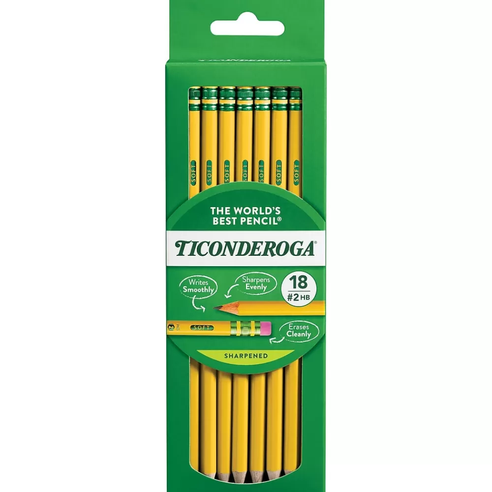 Ticonderoga Pencils<The World's Best Pencil Pre-Sharpened Wooden Pencil, 2.2mm, #2 Soft Lead, 18/Pack (X13818X)