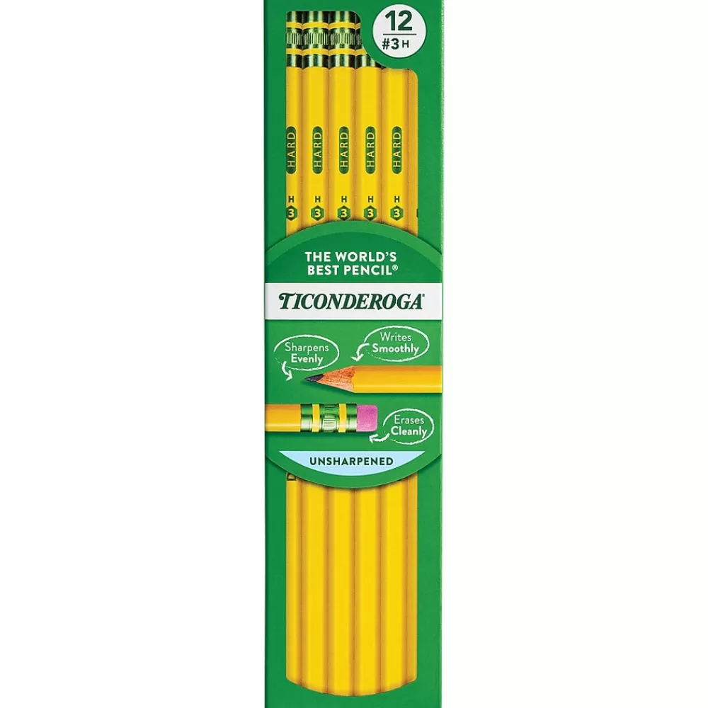Ticonderoga Pencils<The World's Best Pencil Wooden Pencil, 2.2mm, #3 Hard Lead, Dozen (X13883X)