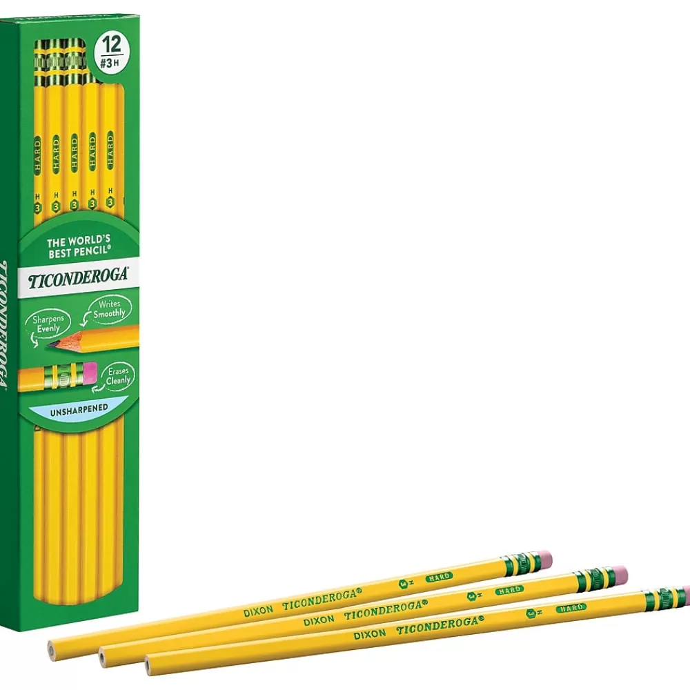 Ticonderoga Pencils<The World's Best Pencil Wooden Pencil, 2.2mm, #3 Hard Lead, Dozen (X13883X)