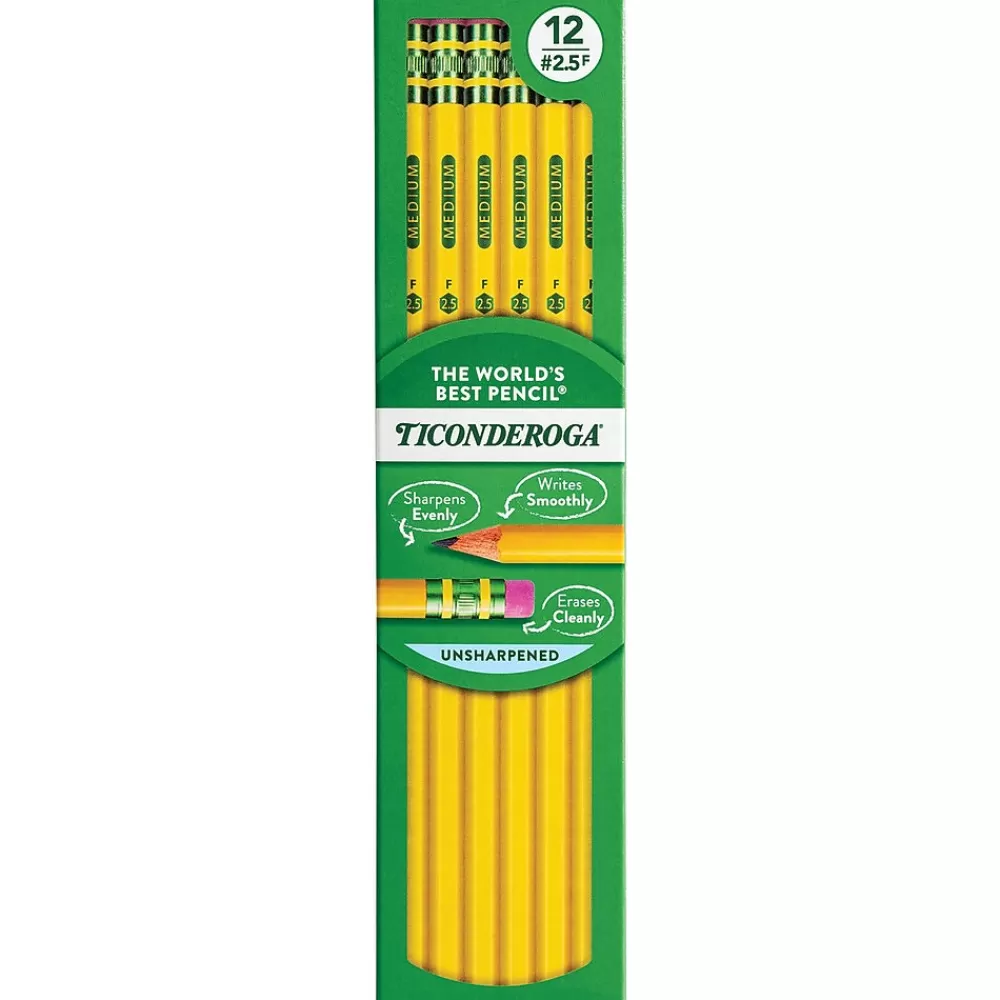 Ticonderoga Pencils<The World's Best Pencil Wooden Pencil, 2.2mm, #2.5 Medium Lead, Dozen (X13885X)