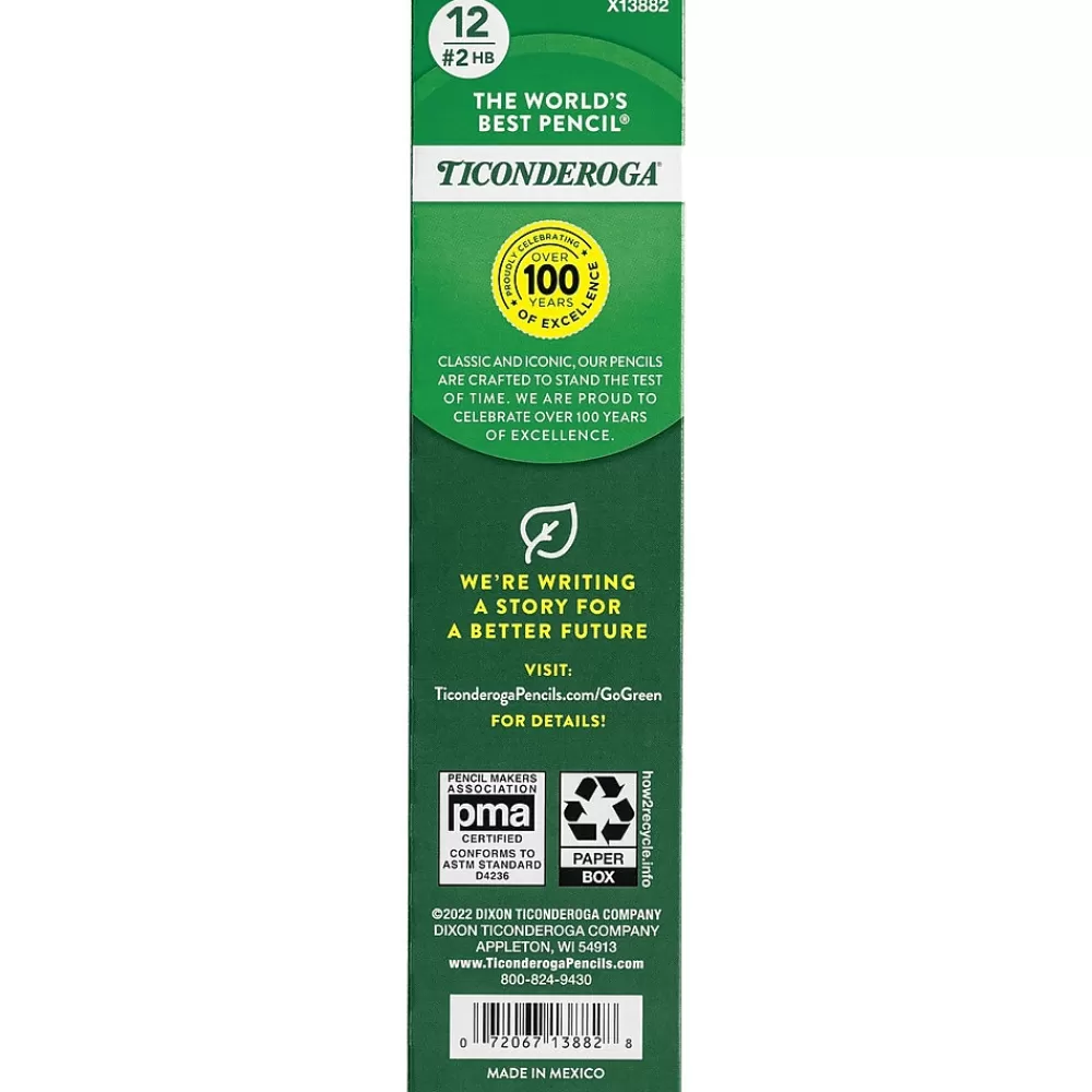 Ticonderoga Pencils<The World's Best Pencil Wooden Pencil, 2.2mm, #2 Soft Lead, 1440/Carton (X13882X-CT)