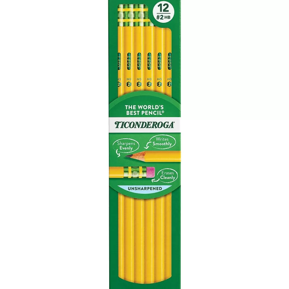 Ticonderoga Pencils<The World's Best Pencil Wooden Pencil, 2.2mm, #2 Soft Lead, Dozen (X13882X)