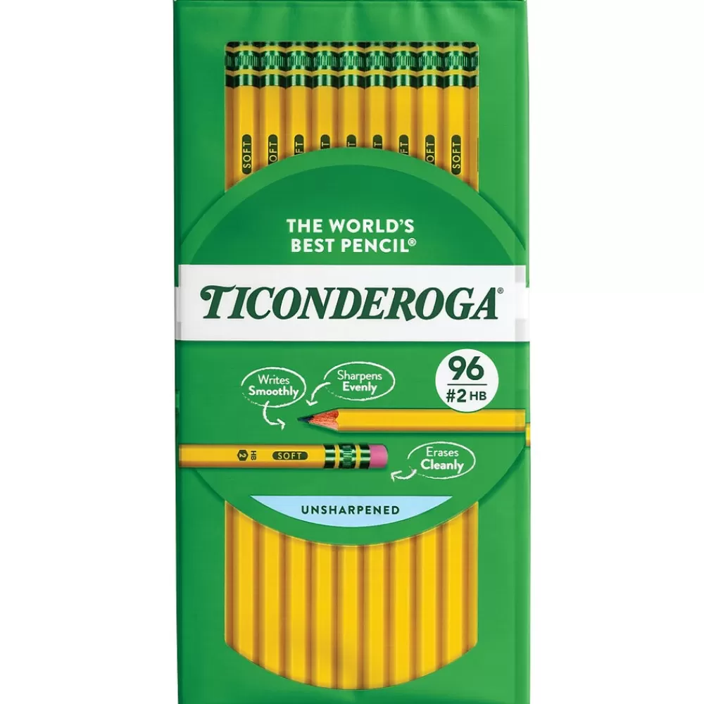 Ticonderoga Pencils<The World's Best Pencil Wooden Pencil, 2.2mm, #2 Soft Lead, 96/Pack (13872/13882)