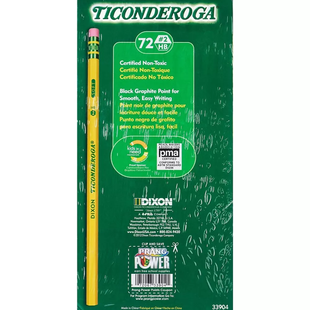 Ticonderoga Pencils<The World's Best Pencil Wooden Pencil, 2.2mm, #2 Soft Lead, 72/Pack (33904)