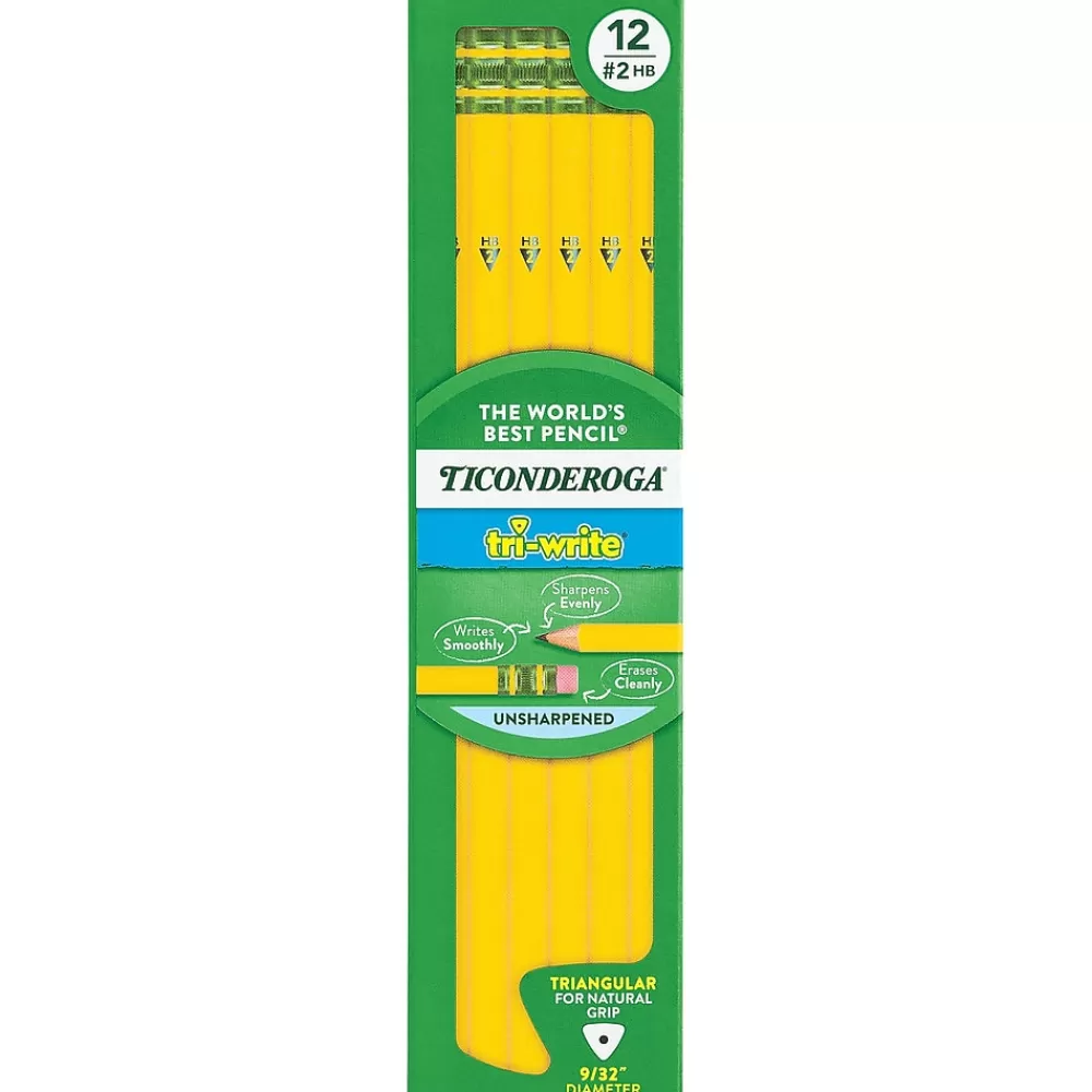 Ticonderoga Pencils<Tri-Write Wooden Pencil, 2.2mm, #2 Soft Lead, Dozen (X13856X)