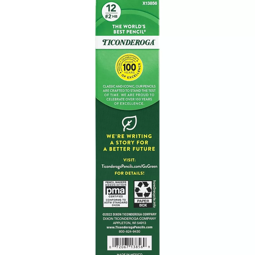 Ticonderoga Pencils<Tri-Write Wooden Pencil, 2.2mm, #2 Soft Lead, Dozen (X13856X)