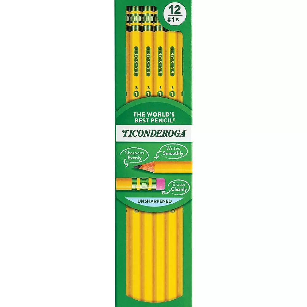 Ticonderoga Pencils<Wooden Pencil, #1 Very Soft Lead, Dozen (13881)