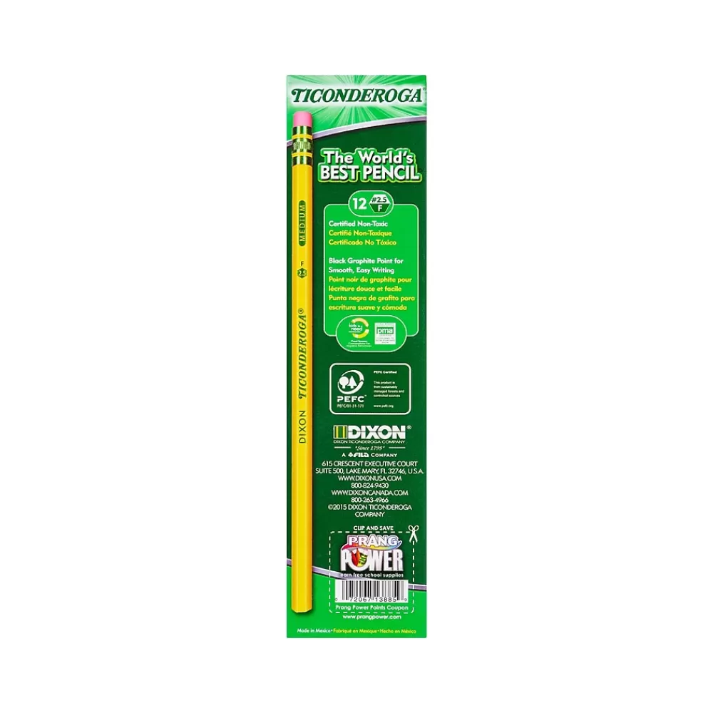 Ticonderoga Pencils<Wooden Pencils, No. 2.5 Medium Lead, Dozen (13885)