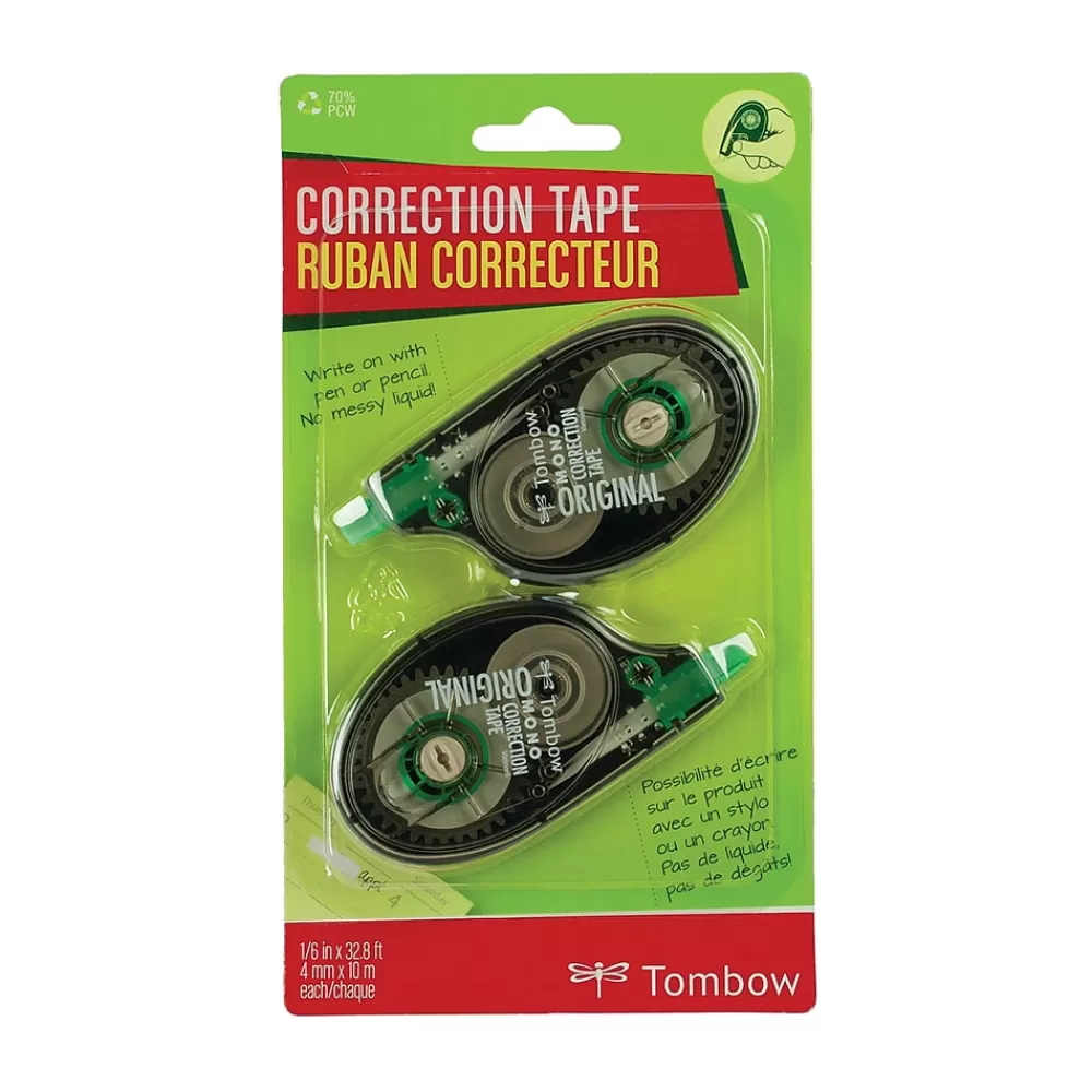 Tombow Correction & White-Out<MONO Original Correction Tape, White, 2/Pack (68627)