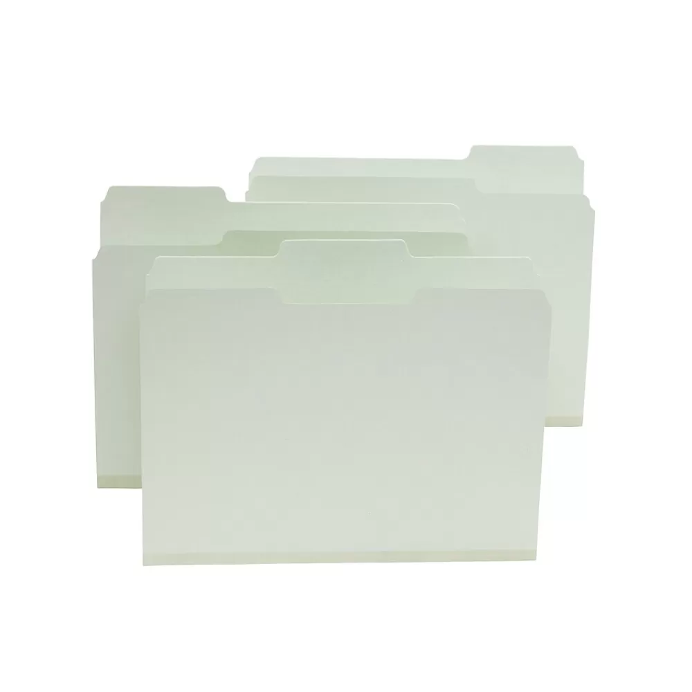 Unbranded File Folders<Top Tab Pressboard File Folders, Letter Size, Light Green