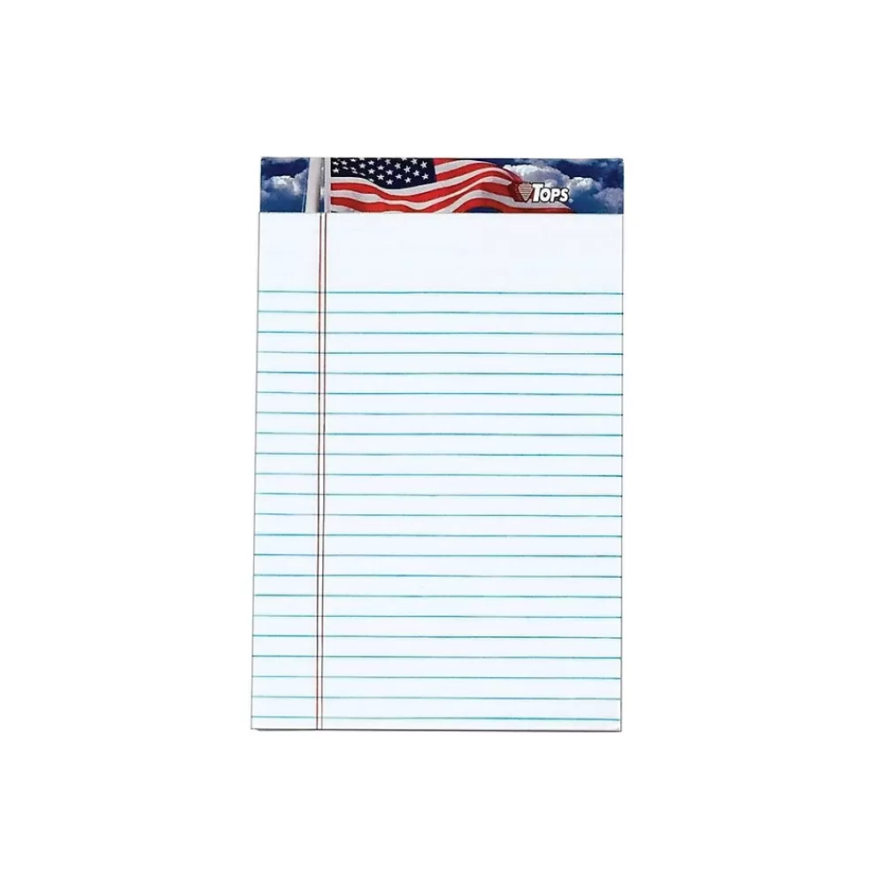 TOPS Notepads<American Pride Notepads, 5" x 8", Narrow Ruled, White, 50 Sheets/Pad, 12 Pads/Pack (TOP 75101)