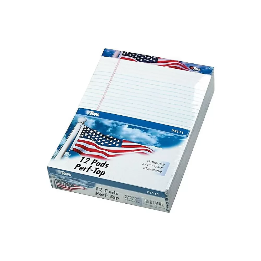 TOPS Notepads<American Pride Notepads, 8.5" x 11.75", Wide, White, 50 Sheets/Pad, 12 Pads/Pack (TOP 75111)
