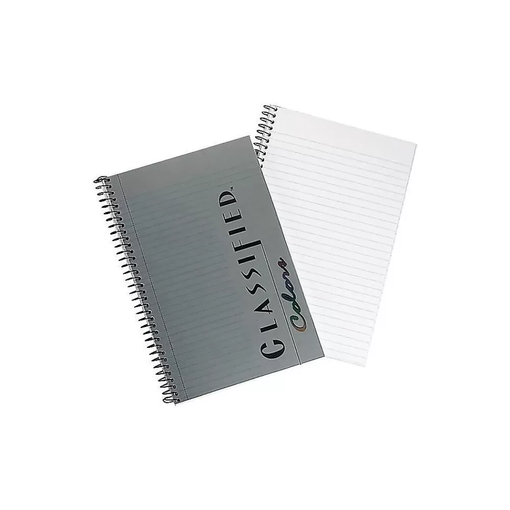 TOPS Subject Notebooks<Classified Colors 1-Subject Notebooks, 5.5" x 8.5", Narrow Ruled, 100 Sheets, Gray/Silver (73507)