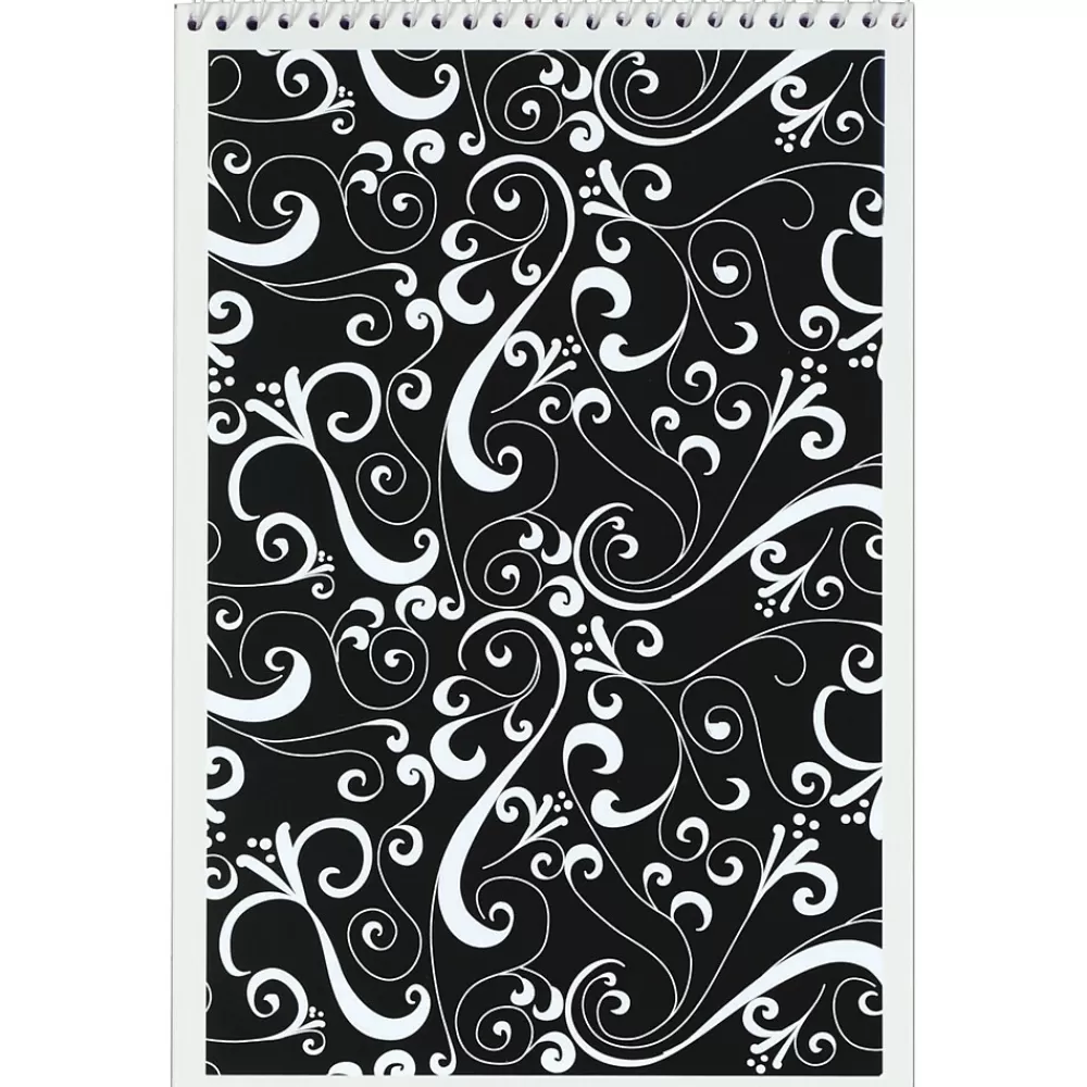 TOPS Notepads<Designer Steno Pads, 6" x 9", Gregg Ruled, Black/White, 80 Sheets/Pad, 6 Pads/Pack (80230)