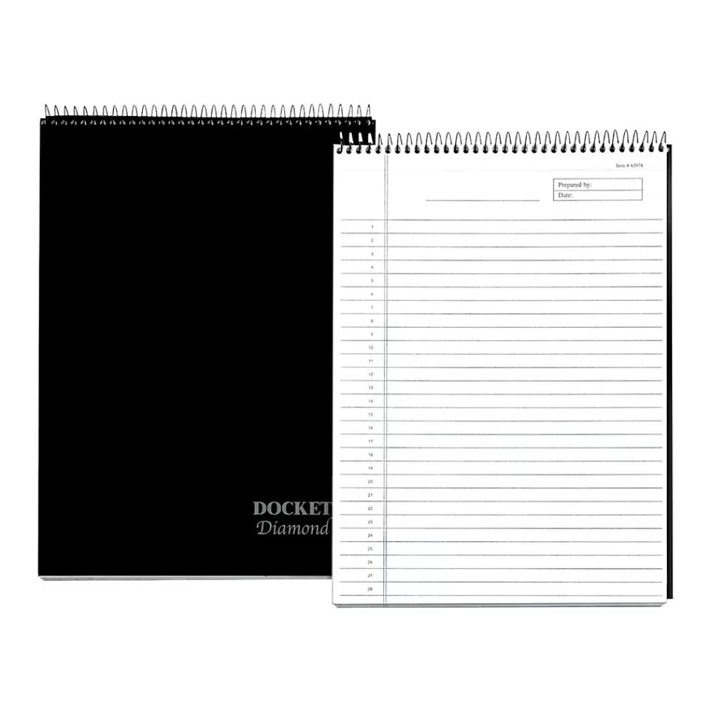 TOPS Notepads<Docket Diamond Notepad, 8.5" x 11.75", Wide Ruled, Black, 60 Sheets/Pad (TOP 63978)
