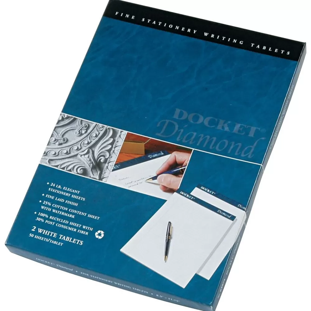 TOPS Notepads<Docket Diamond Premium Stationery Tablets, 8-1/2" x 11-3/4", Legal Ruled, White, 50 Sheets/Pad, 2 Pads/Pack (63975)