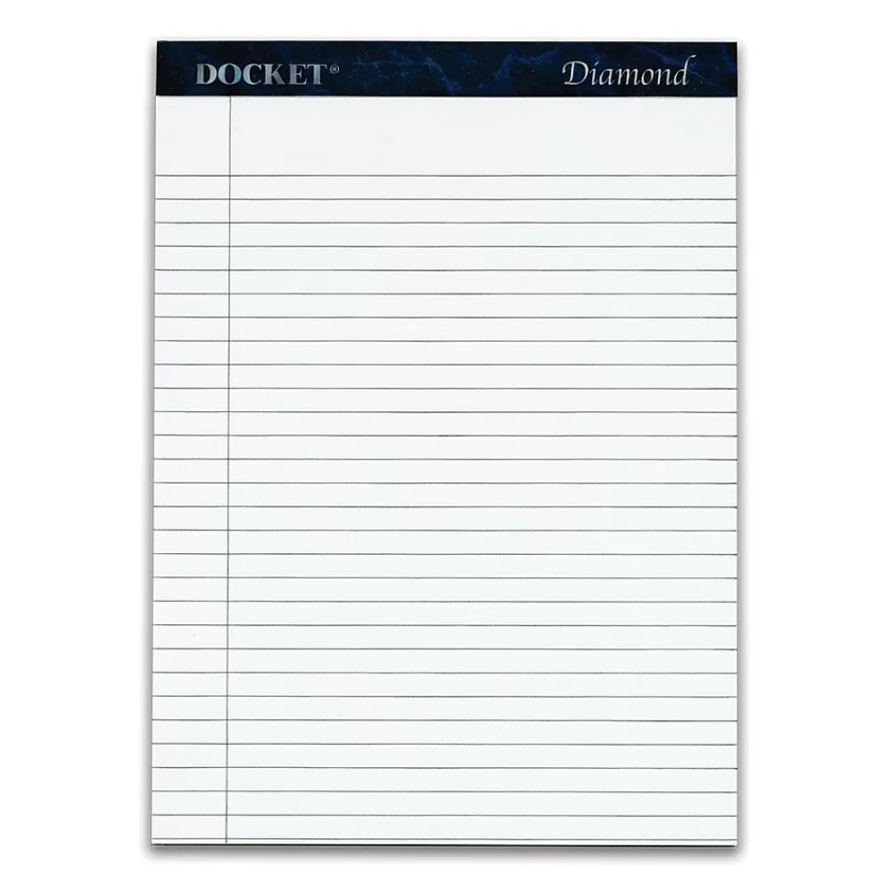 TOPS Notepads<Docket Diamond Premium Stationery Tablets, 8-1/2" x 11-3/4", Legal Ruled, White, 50 Sheets/Pad, 2 Pads/Pack (63975)