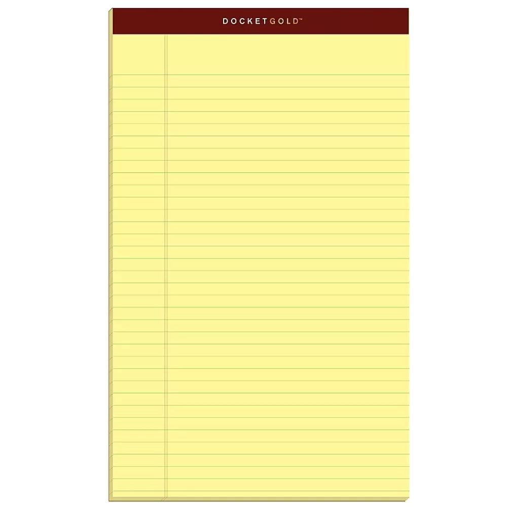 TOPS Notepads<Docket Gold Notepads, 8.5" x 14", Canary, 50 Sheets/Pad, 12 Pads/Pack (63980)