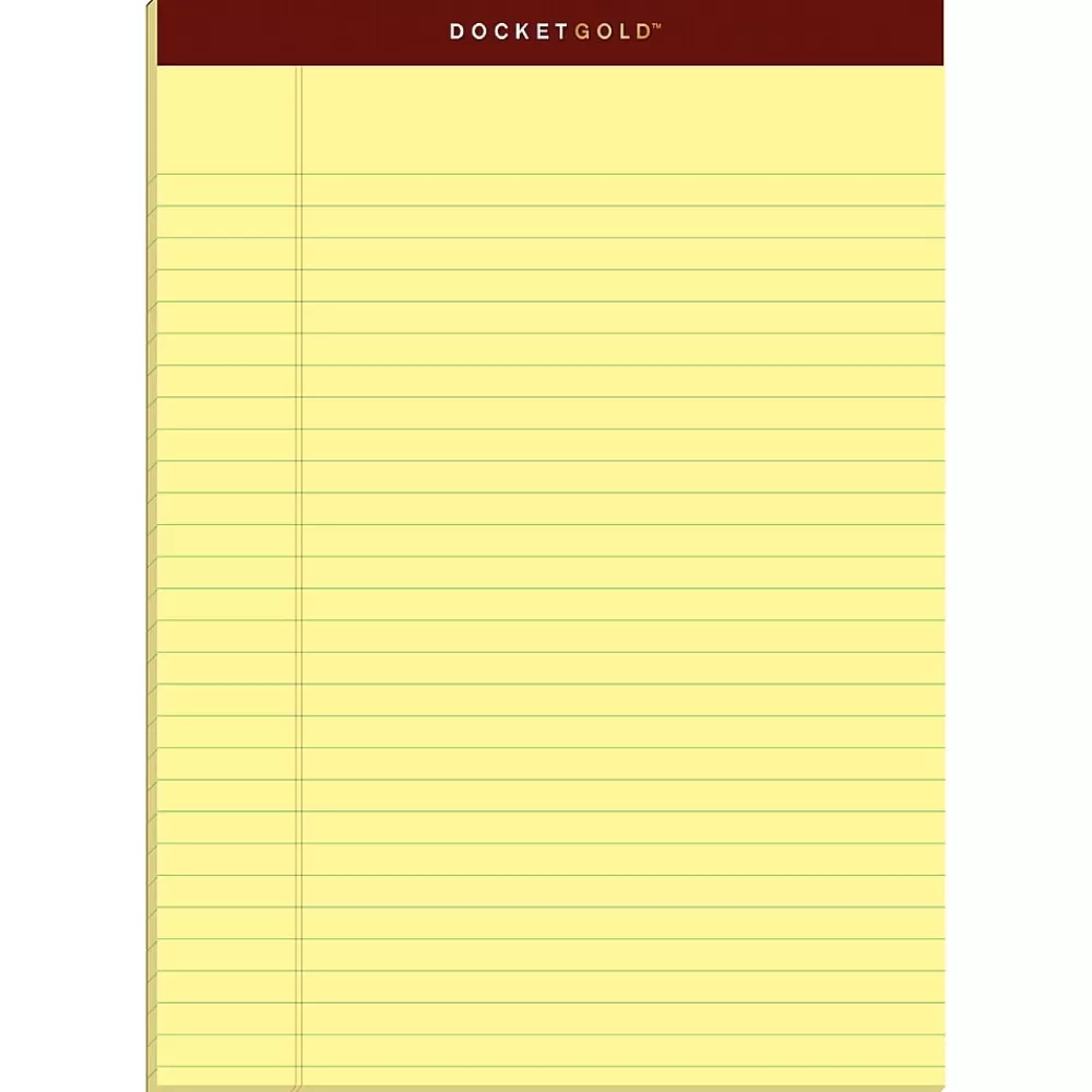 TOPS Notepads<Docket Gold Notepads, 8.5" x 11.75", Canary, 50 Sheets/Pad, 12 Pads/Pack (63950)