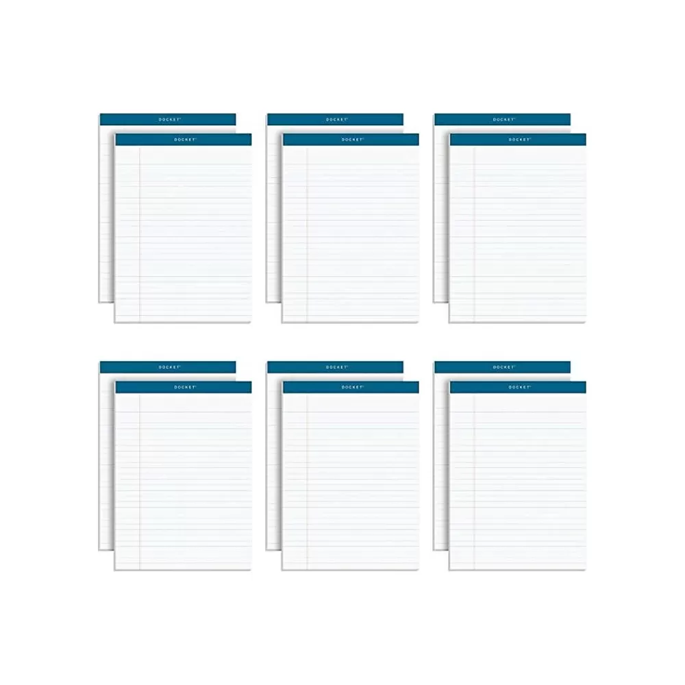 TOPS Notepads<Docket Notepad, 8.5" x 11.75", Legal Ruled, White, 50 Sheets/Pad, 12 Pads/Pack (TOP63410)