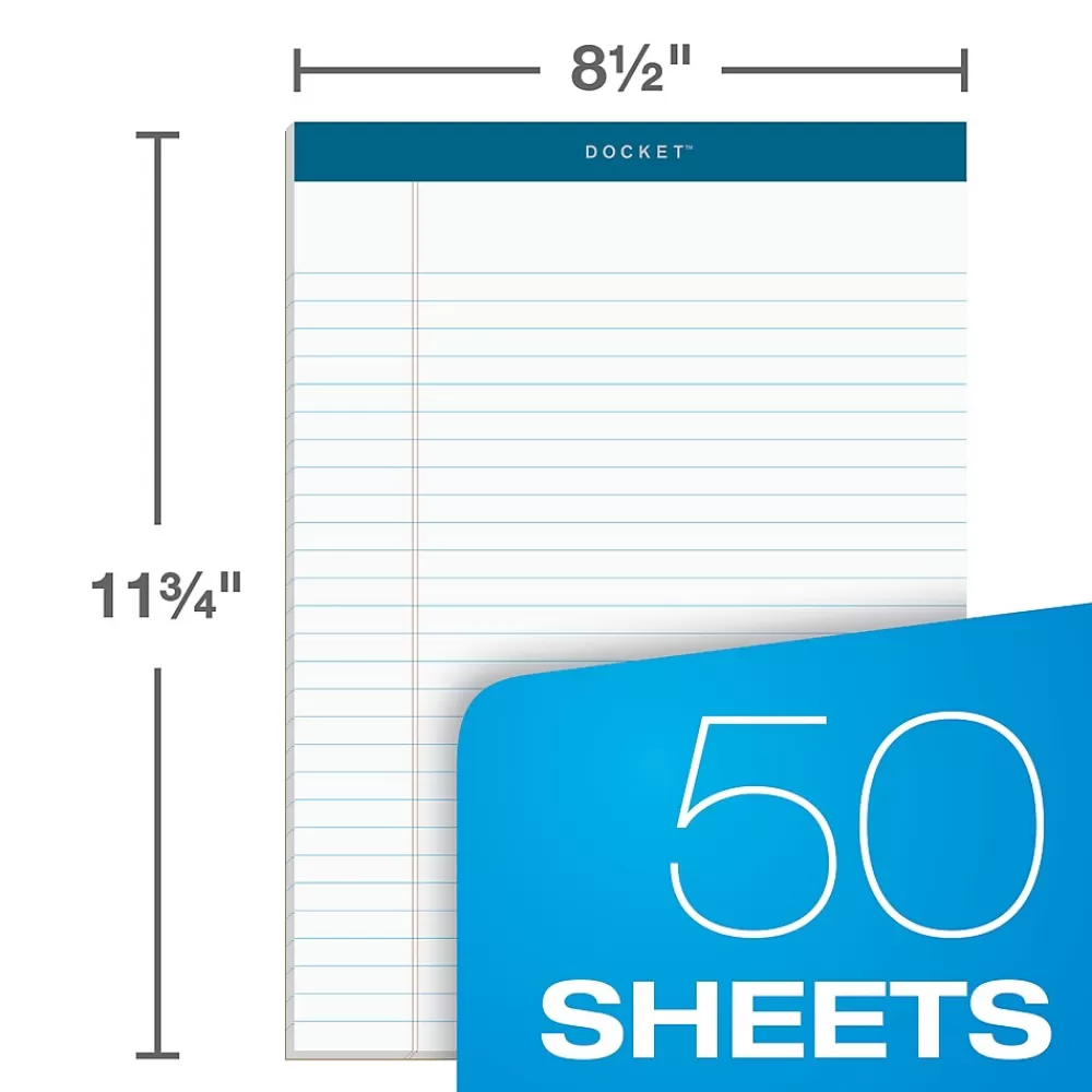 TOPS Notepads<Docket Notepad, 8.5" x 11.75", Legal Ruled, White, 50 Sheets/Pad, 12 Pads/Pack (TOP63410)