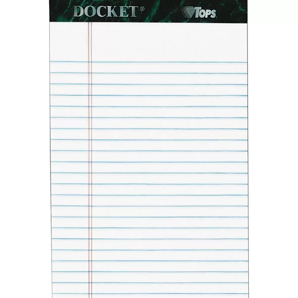 TOPS Notepads<Docket Notepad, 5" x 8", Narrow Ruled, White, 50 Sheets/Pad, 6 Pads/Pack (TOP63366)