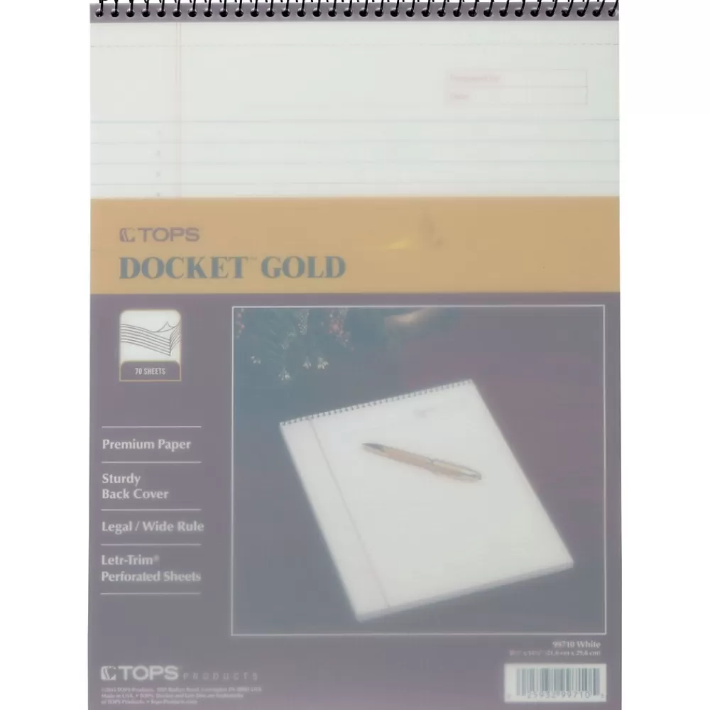TOPS Notepads<Docket Notepad, 8.5" x 11.75", Wide Ruled, White, 70 Sheets/Pad, 1 Pad/Pack (TOP 99710)
