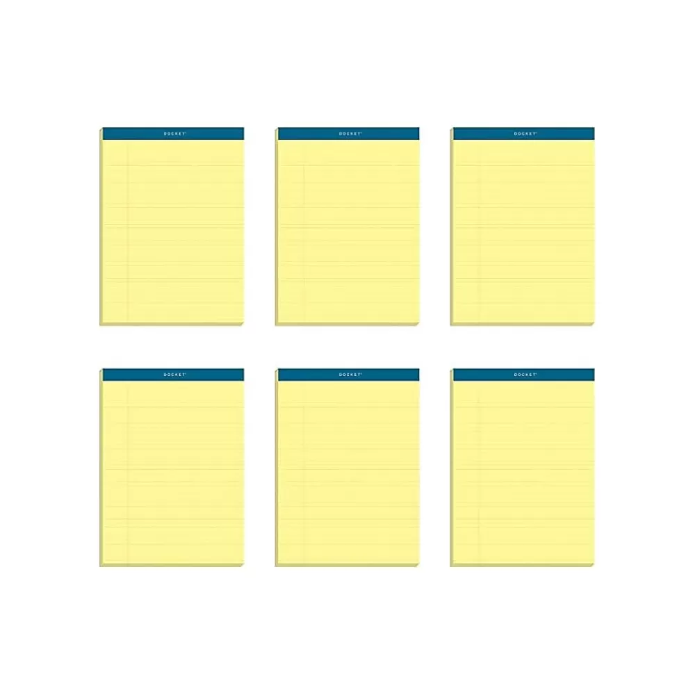 TOPS Notepads<Docket Notepads, 8.5" x 11.75", Narrow Ruled, Canary, 100 Sheets/Pad, 6 Pads/Pack (TOP 63376)