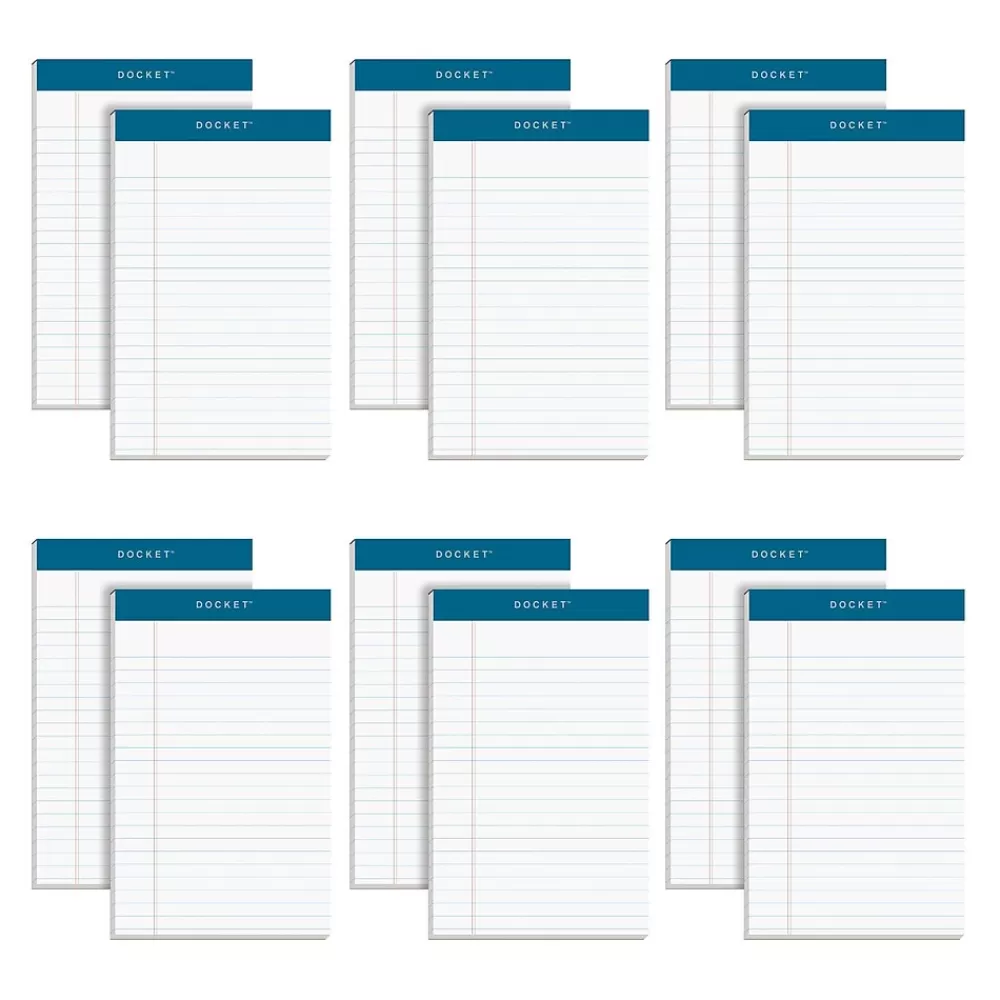TOPS Notepads<Docket Notepads, 5" x 8", Narrow Ruled, White, 50 Sheets/Pad, 12 Pads/Pack (TOP 63360)