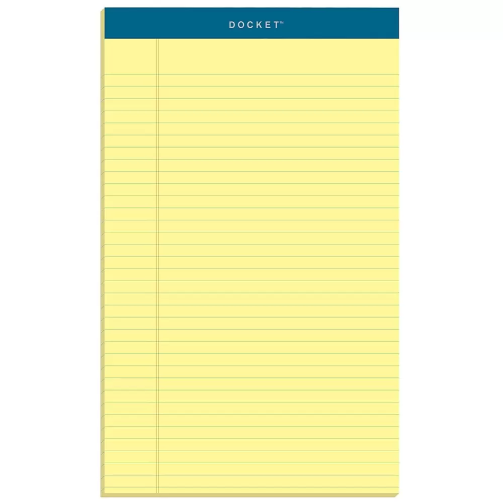 TOPS Notepads<Docket Notepads, 8.5" x 14", Wide, Canary, 50 Sheets/Pad, 12 Pads/Pack (TOP 63580)