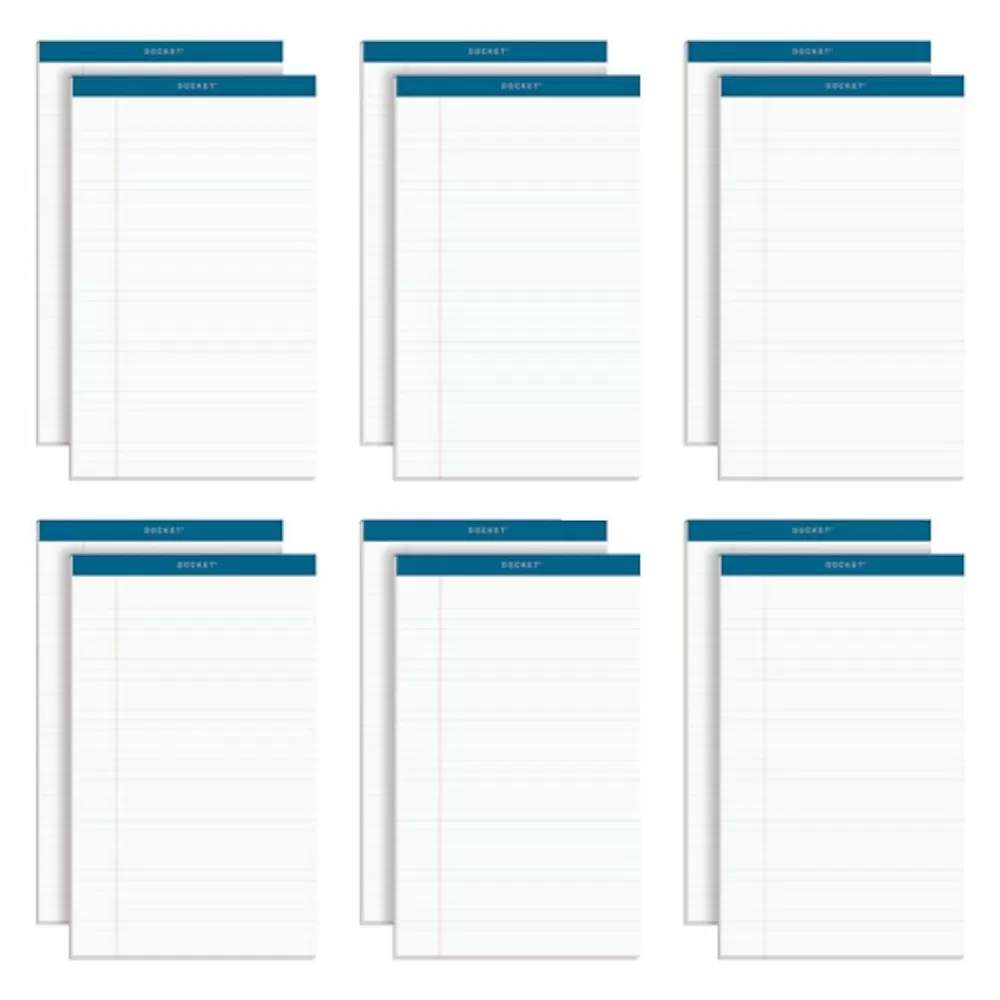 TOPS Notepads<Docket Writing Pads, 8-1/2" x 14", White, 50 Sheets/Pad, 12 Pads/Pack (63590)