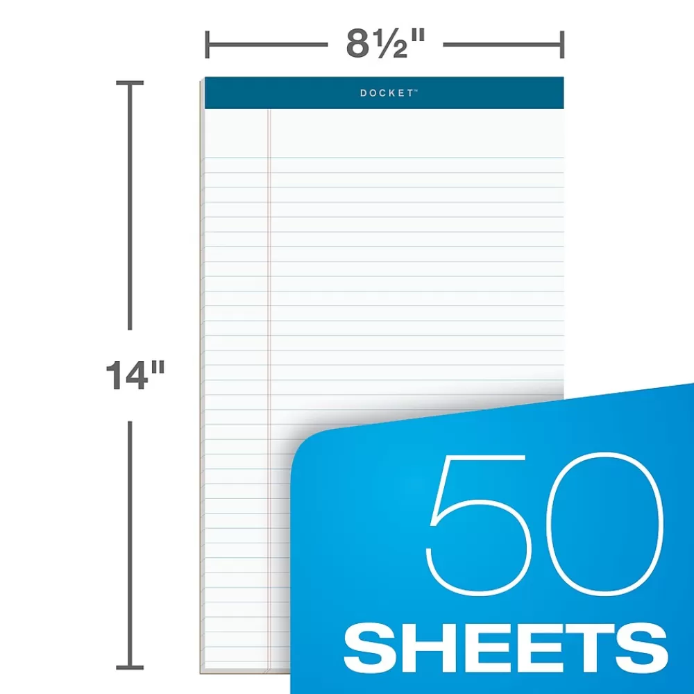 TOPS Notepads<Docket Writing Pads, 8-1/2" x 14", White, 50 Sheets/Pad, 12 Pads/Pack (63590)