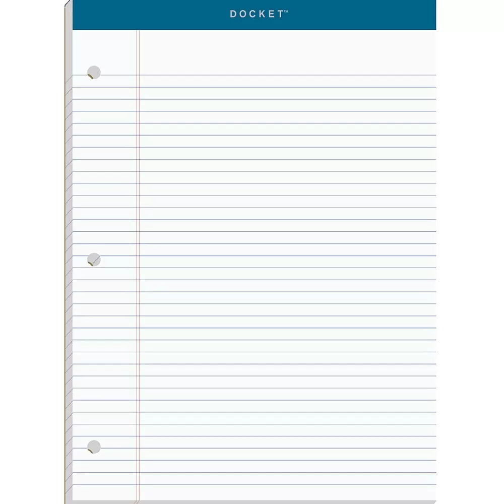 TOPS Notepads<Double Docket Notepad, 8.5" x 11.75", College, White, 100 Sheets/Pad (TOP 63384)