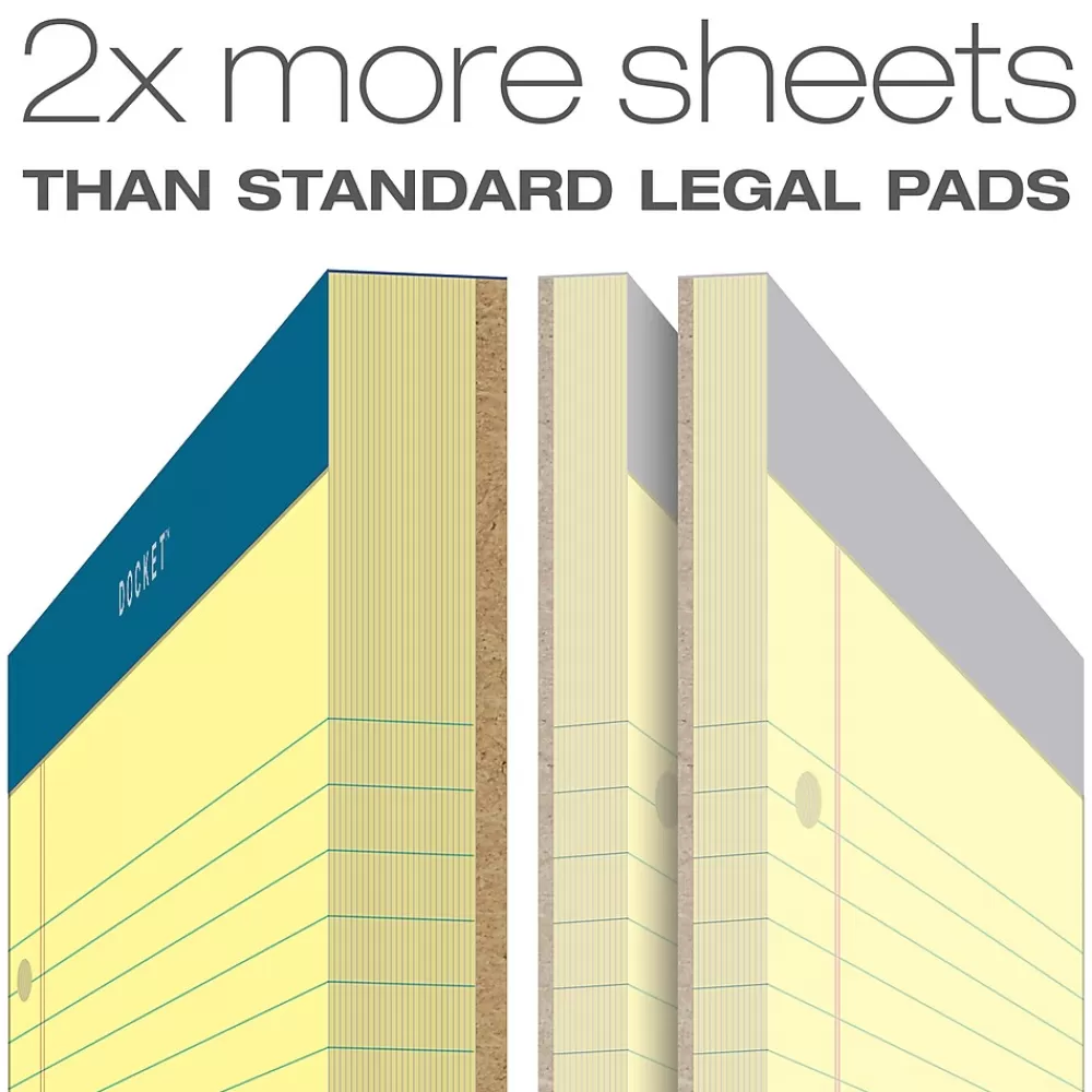 TOPS Notepads<Double Docket Writing Tablet, 8-1/2" x 11-3/4", College Ruled, Canary, 100 Sheets/Pad (63383)