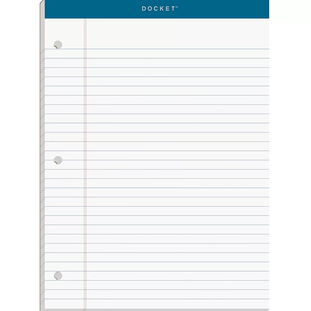 TOPS Notepads<Double Docket Writing Tablet, 8-1/2" x 11-3/4", Legal Ruled, White, 100 Sheets/Pad (63379)