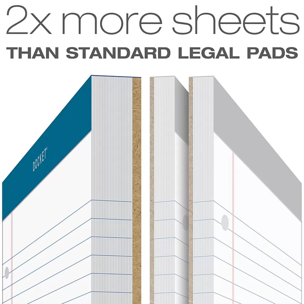 TOPS Notepads<Double Docket Writing Tablet, 8-1/2" x 11-3/4", Legal Ruled, White, 100 Sheets/Pad (63379)