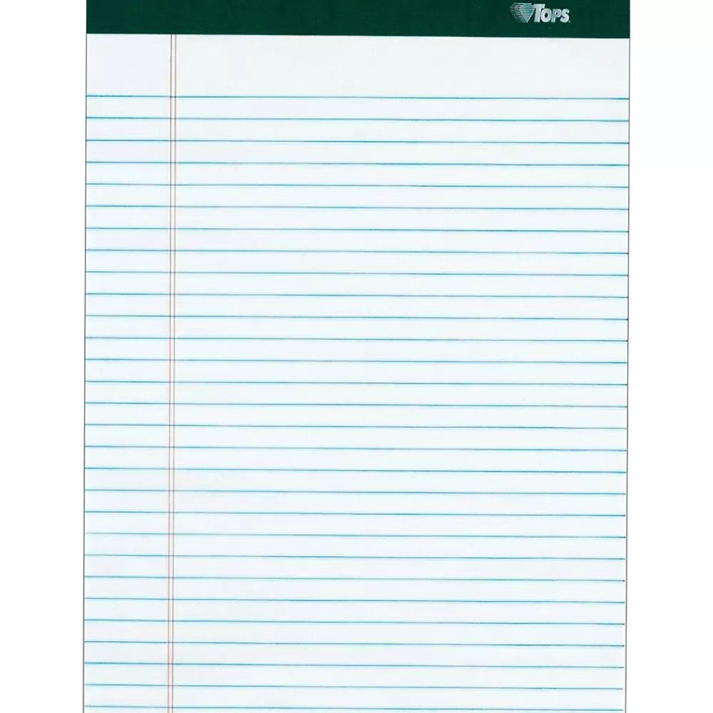 TOPS Notepads<® Double Docket® Writing Tablet, White, Narrow Ruled, 8 1/2" x 11 3/4", 100 Sheets/Pad, 4/Pk