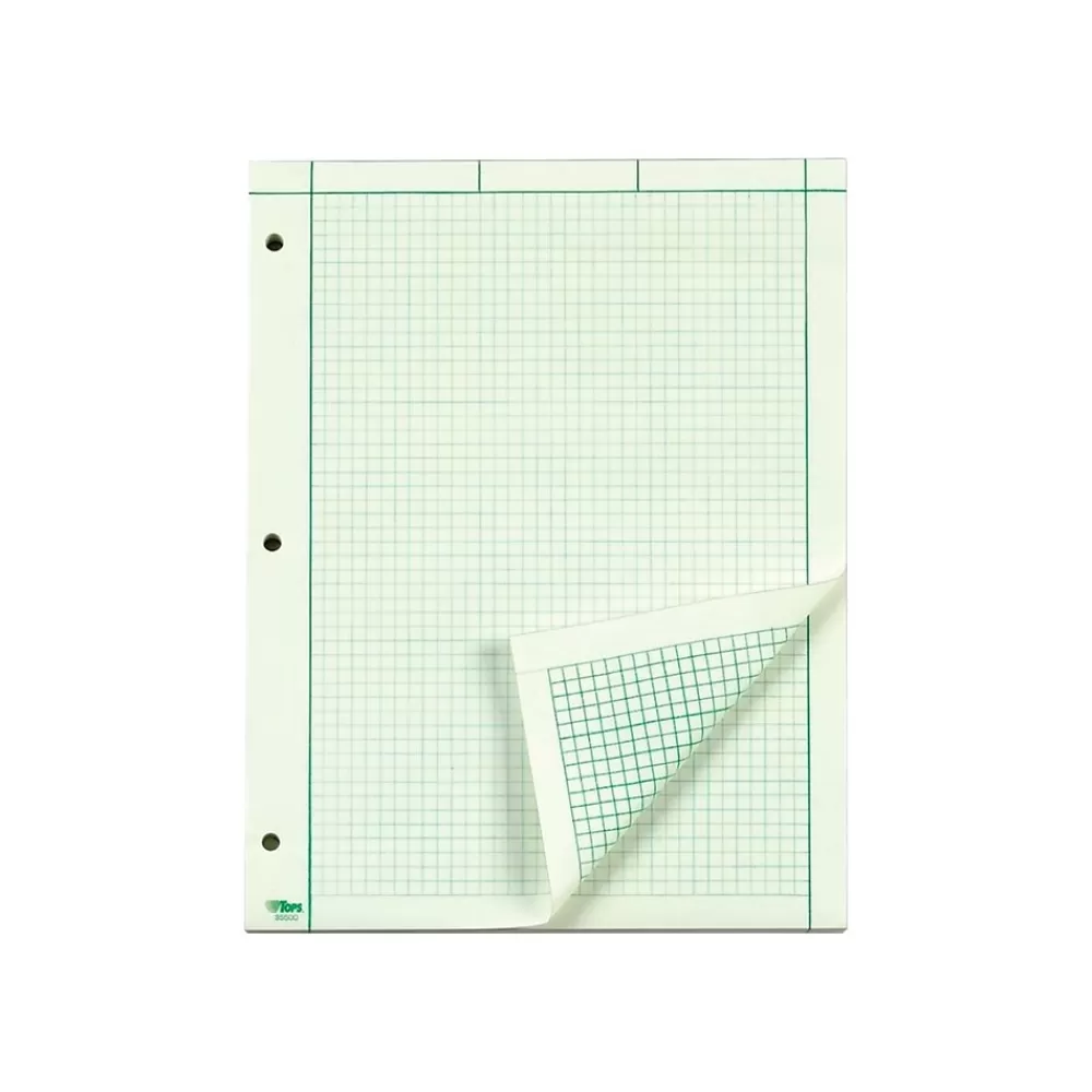 TOPS Notepads<Engineering Computation Notepad, 8.5" x 11", Graph Ruled, Green tint, 100 Sheets/Pad (TOP 35500)