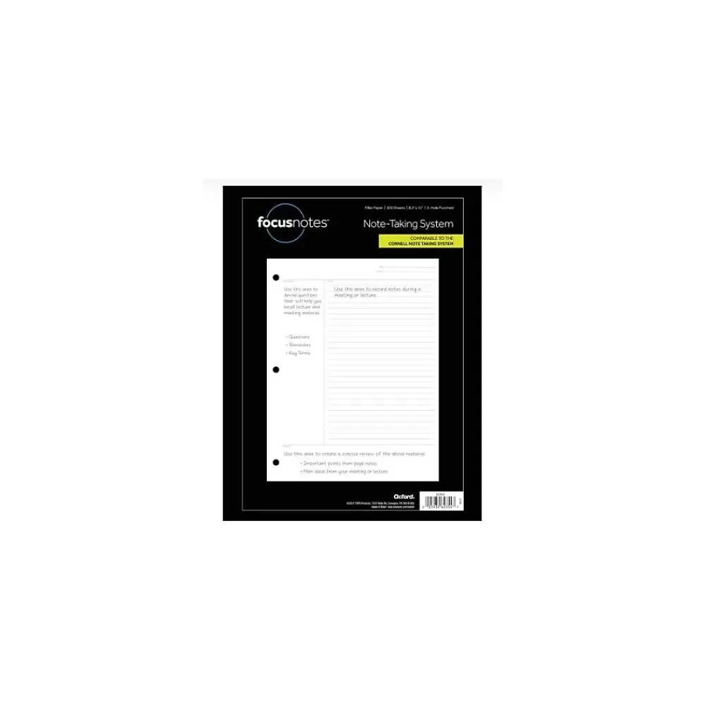 TOPS Filler Paper<FocusNotes College Ruled Filler Paper, 8.5" x 11", 3-Hole Punched, 100 Sheets/Pack (62354)