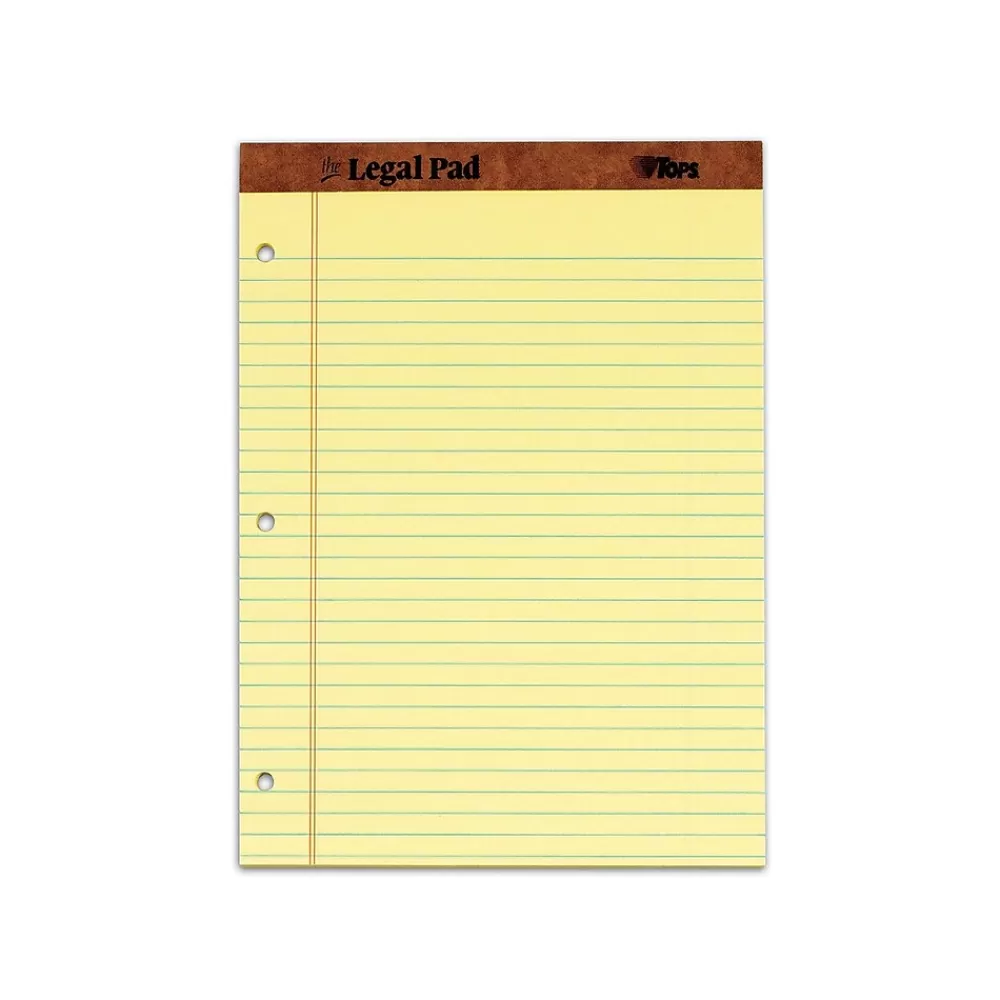 TOPS Notepads<Legal Notepad, 8.5" x 11.75", Wide Ruled, Canary Yellow, 50 Sheets/Pad, 12 Pads/Pack (TOP 75351)