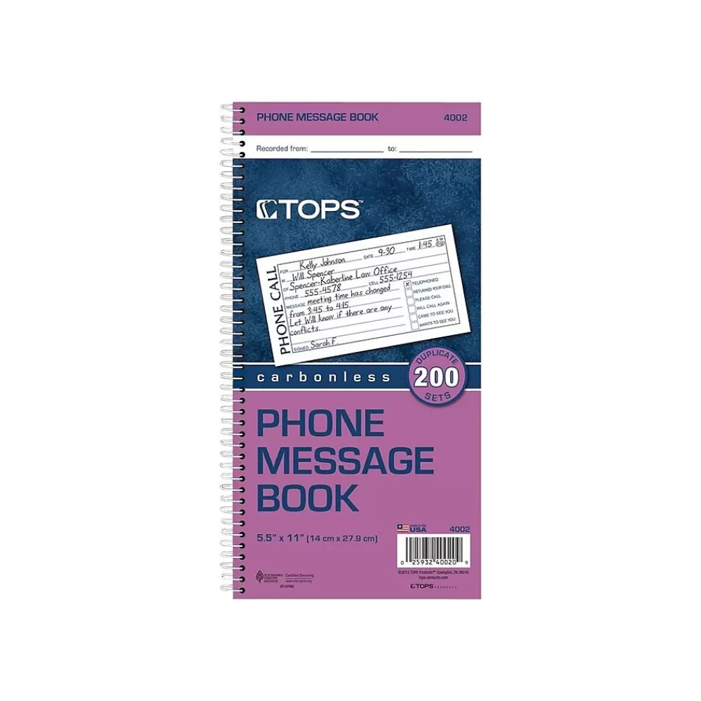 TOPS Notepads<Message Pad, 5.5" x 11", White, 50 Sheets/Pad (4002)