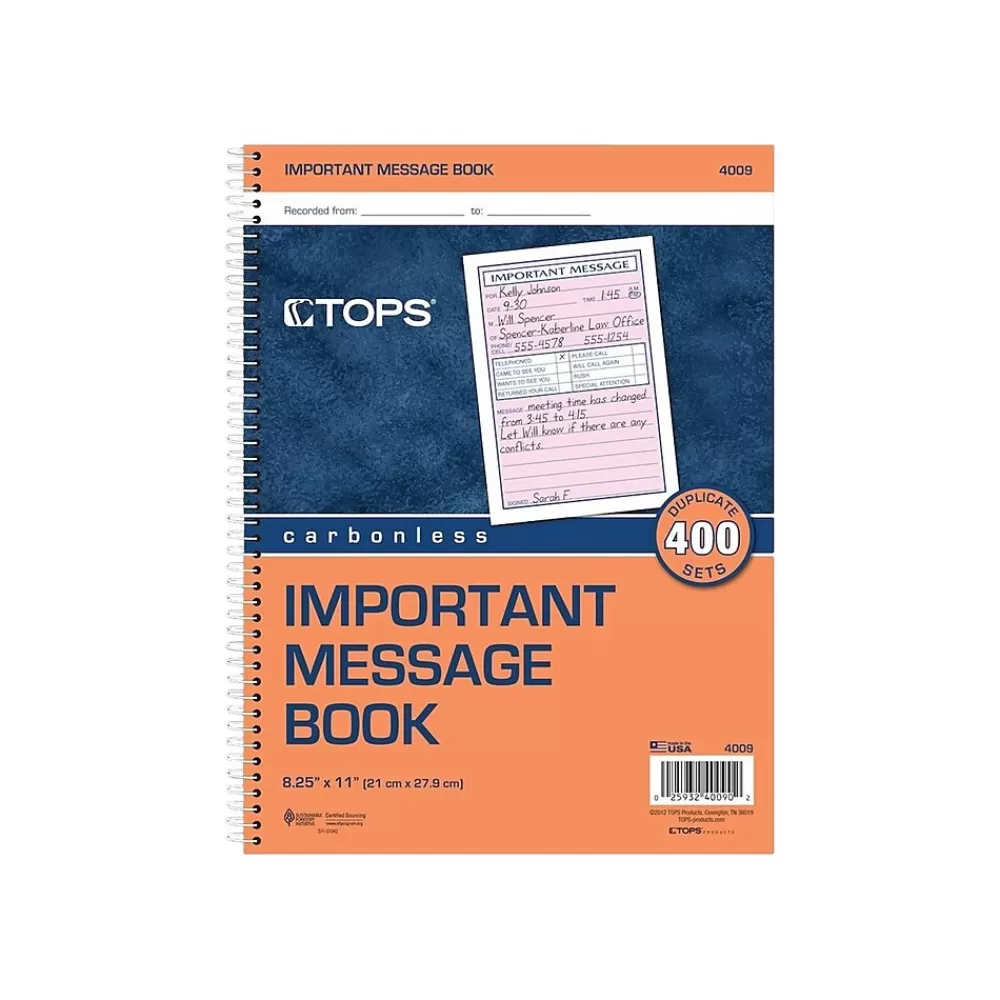 TOPS Notepads<Message Pad, 8.25" x 11", White, 50 Sheets/Pad (4009)