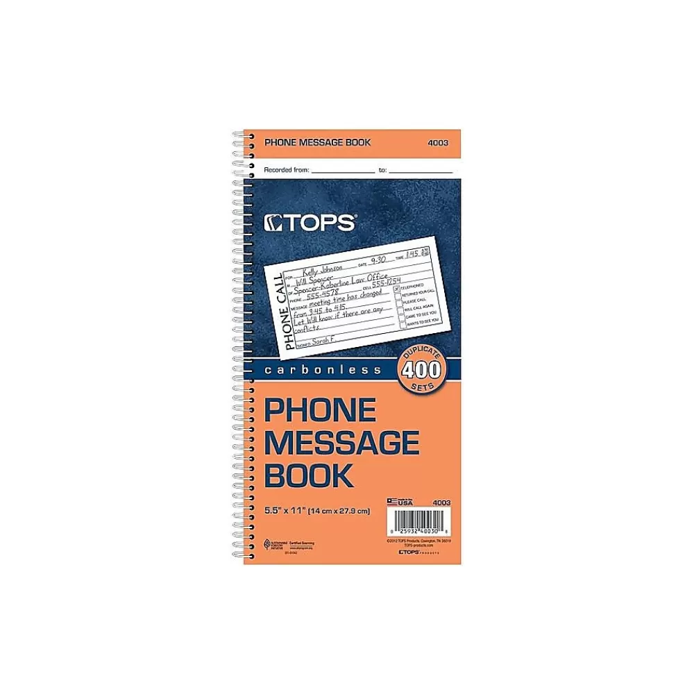 TOPS Notepads<Message Pad, 5.5" x 11", White, 100 Sheets/Pad (4003)