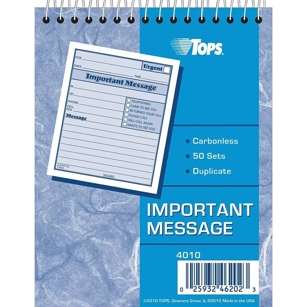 TOPS Notepads<Phone Message Pad, 4-1/4" x 5-1/2", White/Canary, 50 Sheets/Pad (4010)