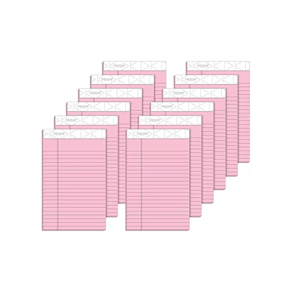 TOPS Notepads<Prism+ Legal Notepads, 5" x 8", Narrow Ruled, Pink, 50 Sheets/Pad, 12 Pads/Pack (63050)