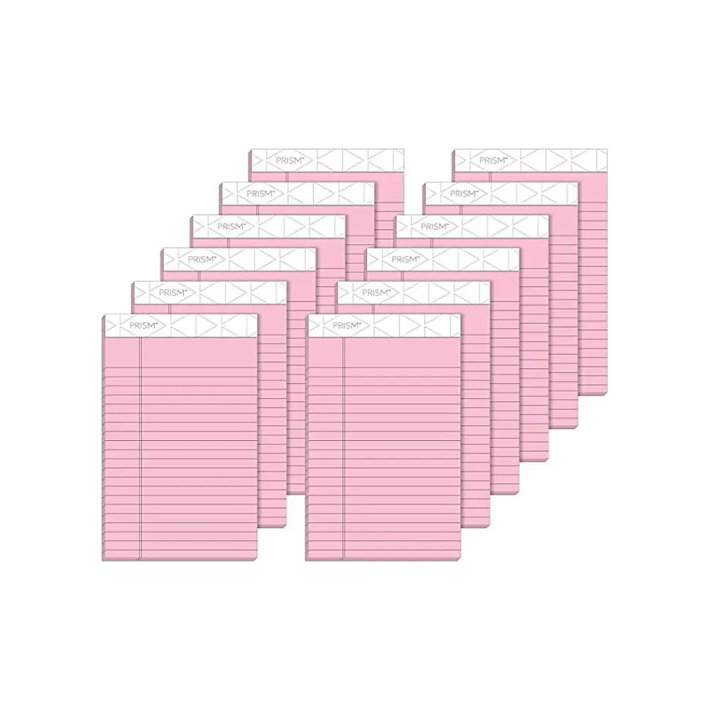 TOPS Notepads<Prism+ Legal Notepads, 5" x 8", Narrow Ruled, Pink, 50 Sheets/Pad, 12 Pads/Pack (63050)